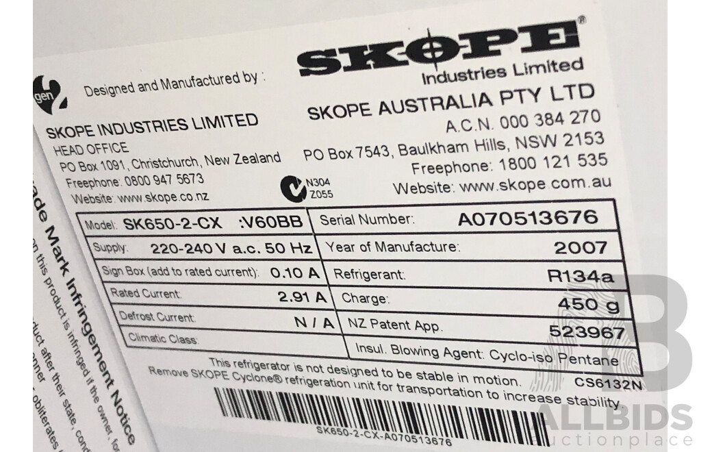 Skope Commercial Single Door Display Refrigerator