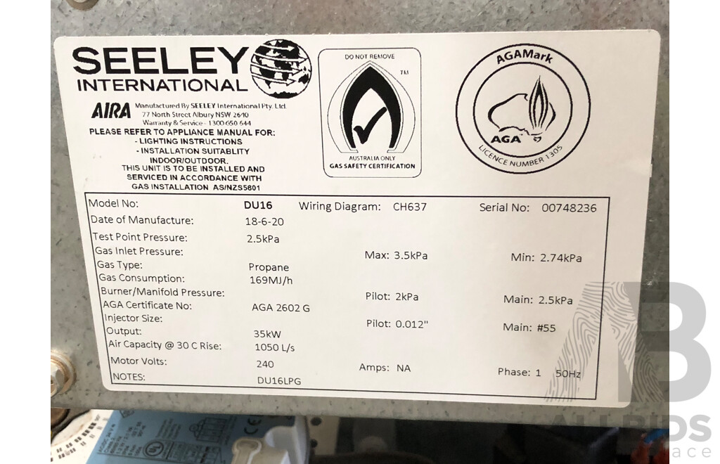 Seeley Aria DU16 LPG Industrial Heater