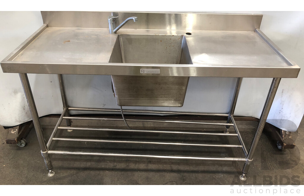 Commercial Stainless Steel Bench with Sink and Mixer Tap