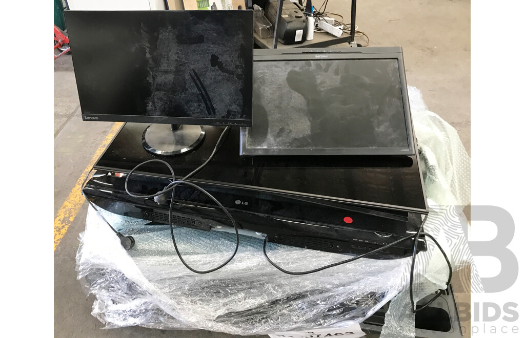 Pallet Lot of Assorted TVs and Monitors