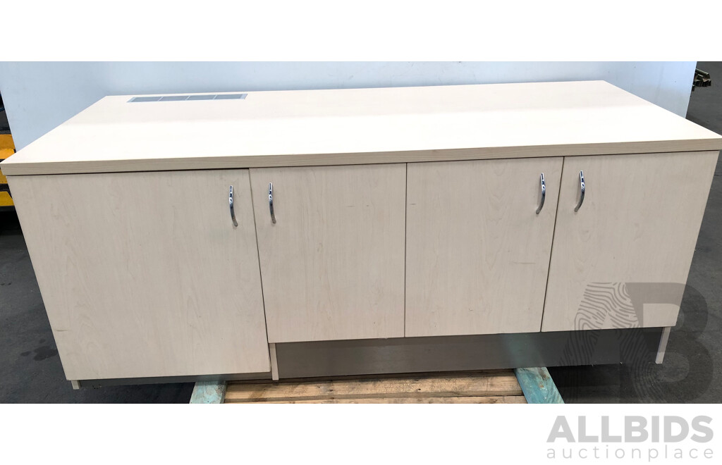 Custom Built Beech Veneer Credenza with Bar Fridge Cavity