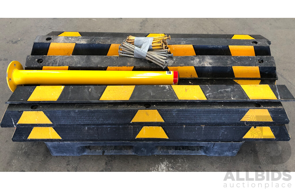 15 X 1650mm Rubber Wheel Stops and 3 X Steel Bollards