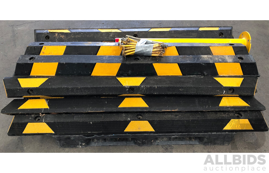 15 X 1650mm Rubber Wheel Stops and 3 X Steel Bollards