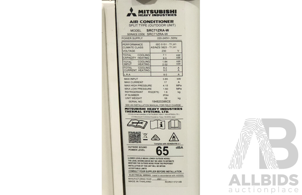 Mitsubishi Split System Air Conditioner with Remote Control