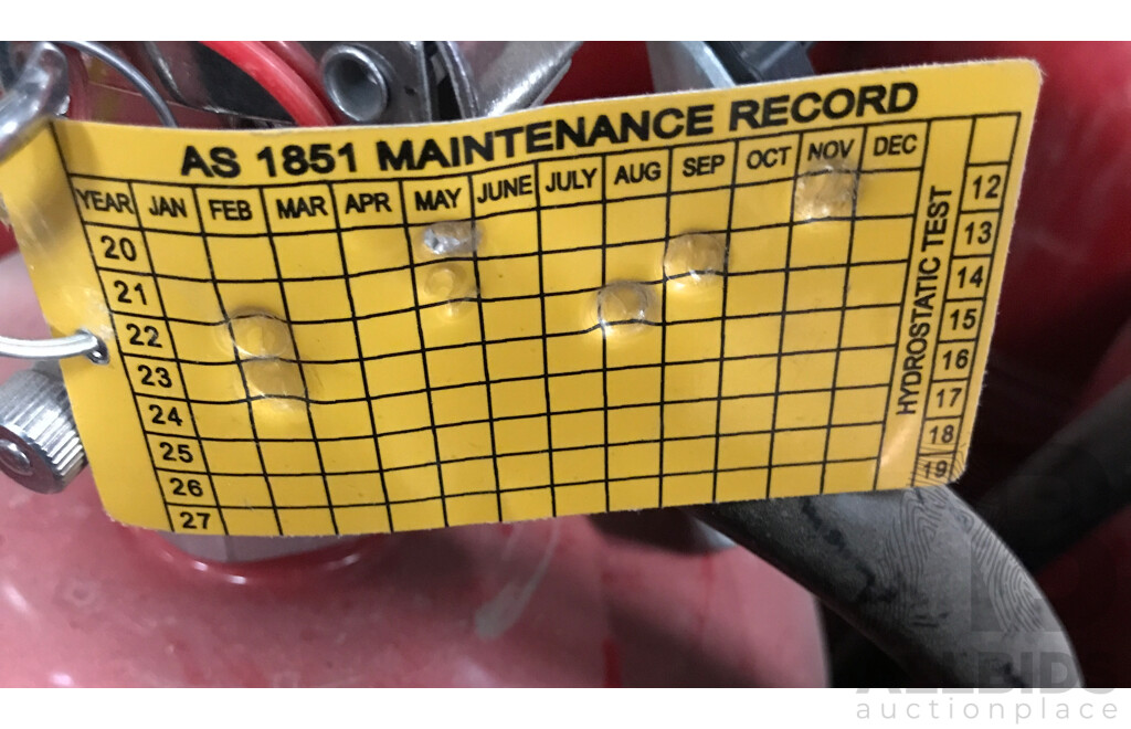Pallet Lot of 360 Degree Fire Extinguishers with Fire Extinguisher Case