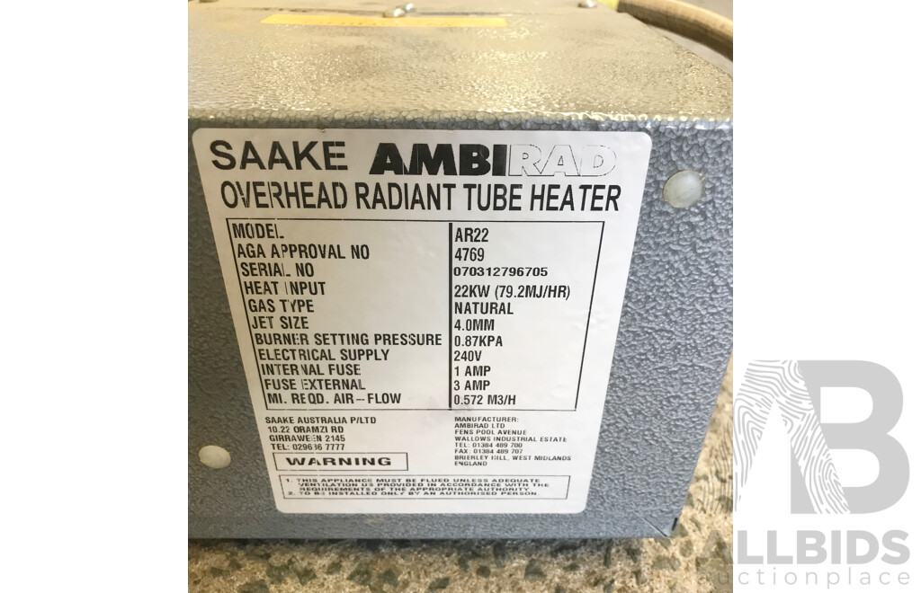 Ambirad (AR22) Overhead Radiant Tube Heater
