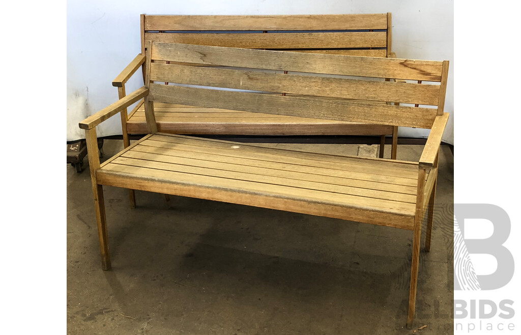 Hardwood Outdoor Bench Seats - Lot of Two