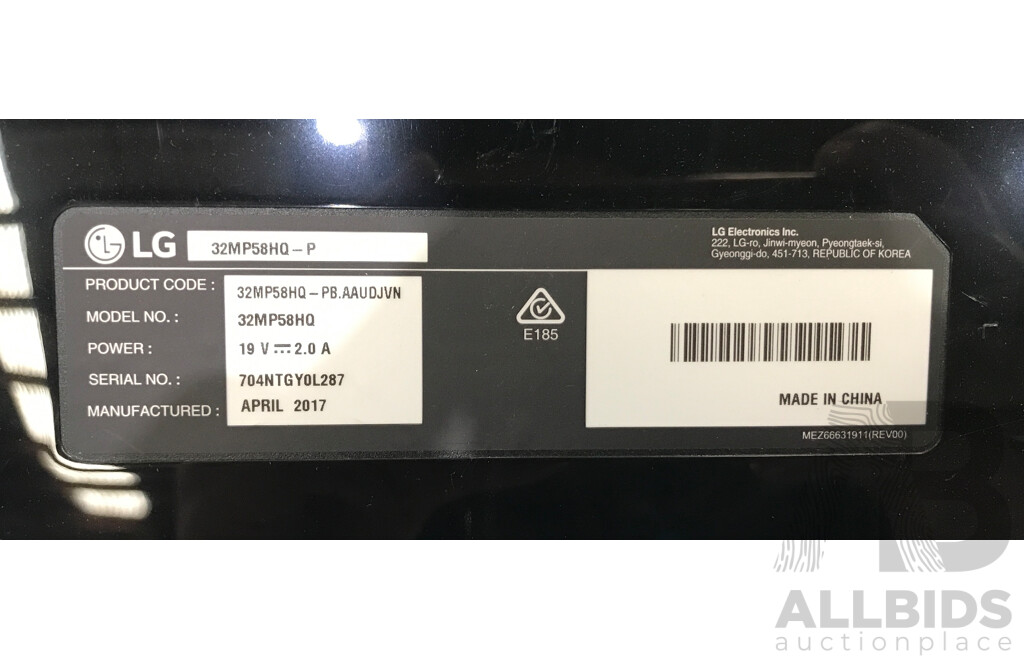 LG (32MP58HQ) 32 Inch Full HD IPS Monitor