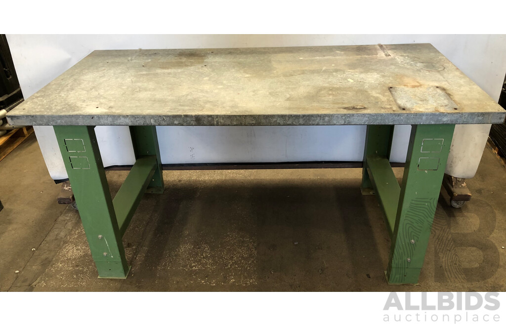 Custom Built Metal Workbench and Three Saw Horses