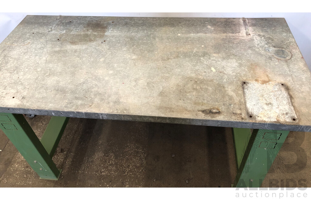 Custom Built Metal Workbench and Three Saw Horses