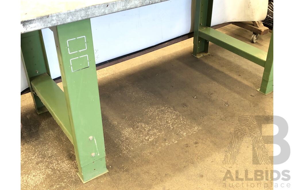 Custom Built Metal Workbench and Three Saw Horses