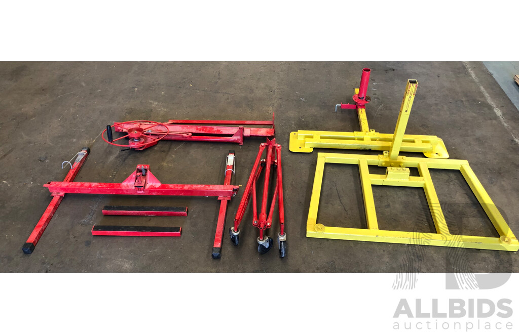 Selection of Drywall Panel Lifter Components and Fabricated Steel Frames