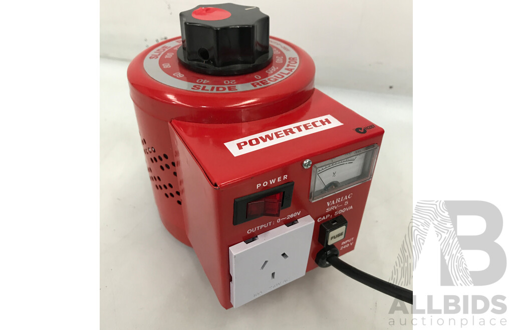 Powertech Variac SRV-5 Variable Laboratory Autotransformer