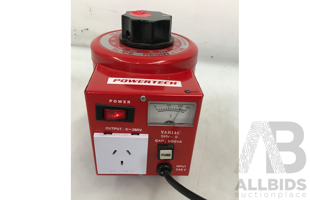 Powertech Variac SRV-5 Variable Laboratory Autotransformer