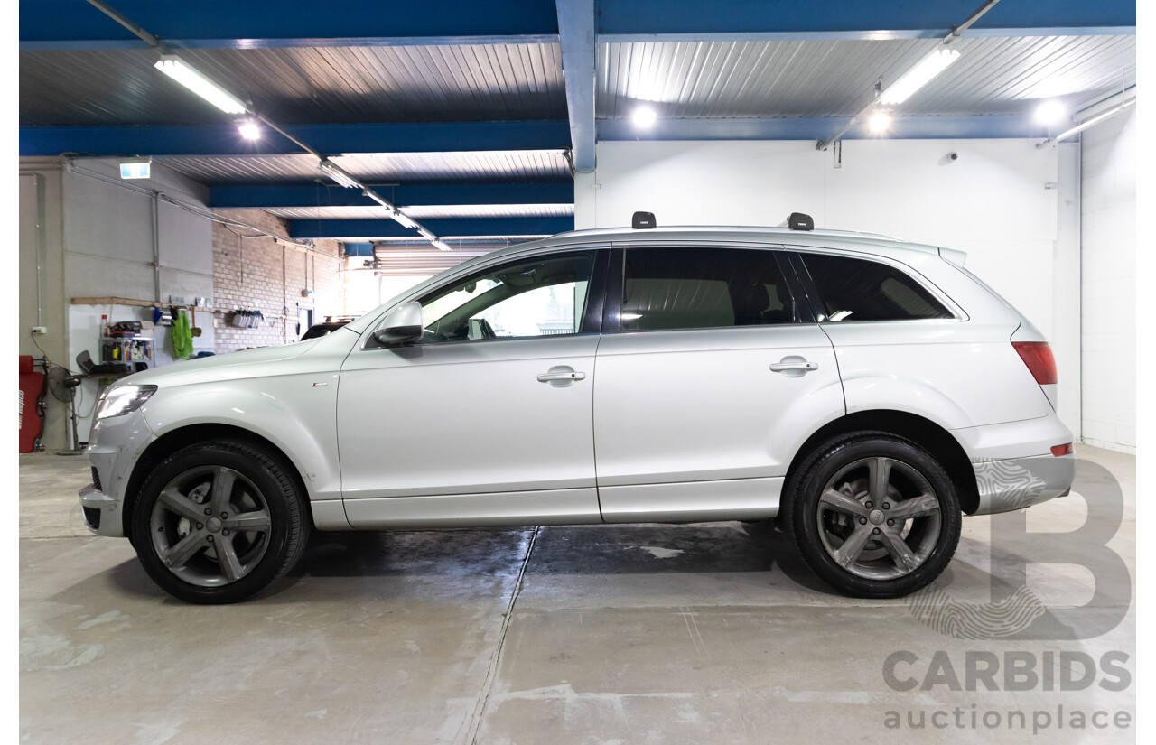 2/2014 Audi Q7 3.0 TDI S-Line Quattro MY14 4d Wagon Floret Silver Metallic Turbo Diesel V6 3.0L - 7 Seater