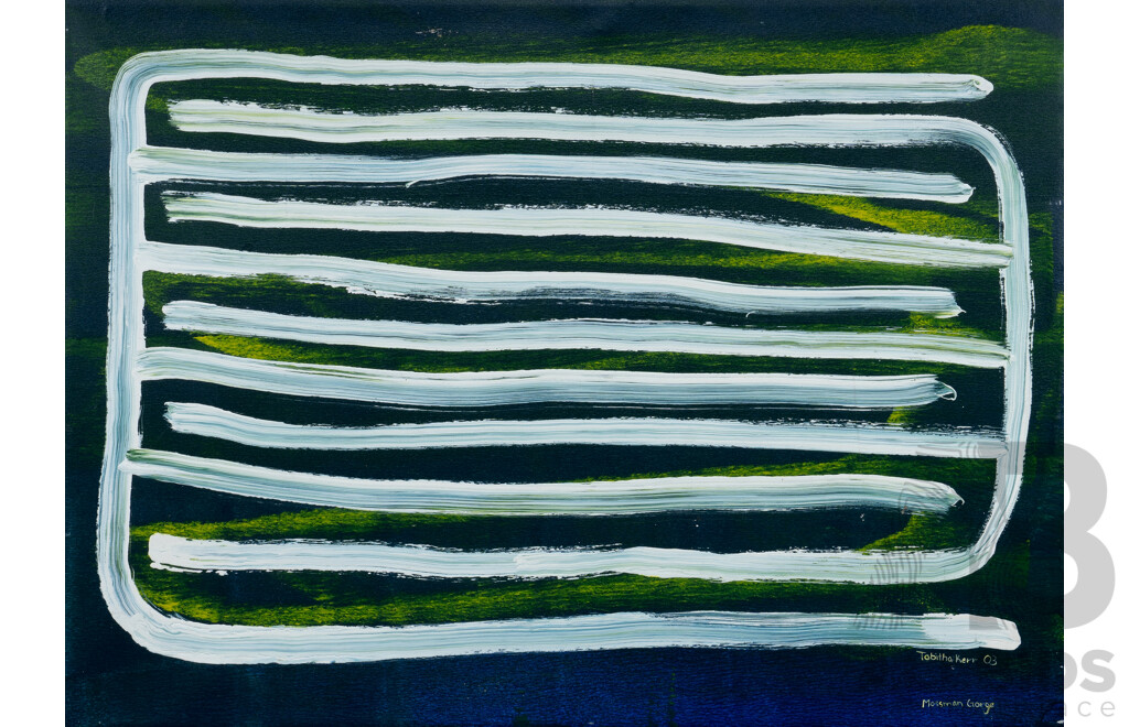 Tabitha Kerr (20th Century, Indigenous-Australian,1987-), All My Relations... Both Sides... in Mossman Gorge, (2003), Original Acrylic on Canvas, 82 X 111 Cm