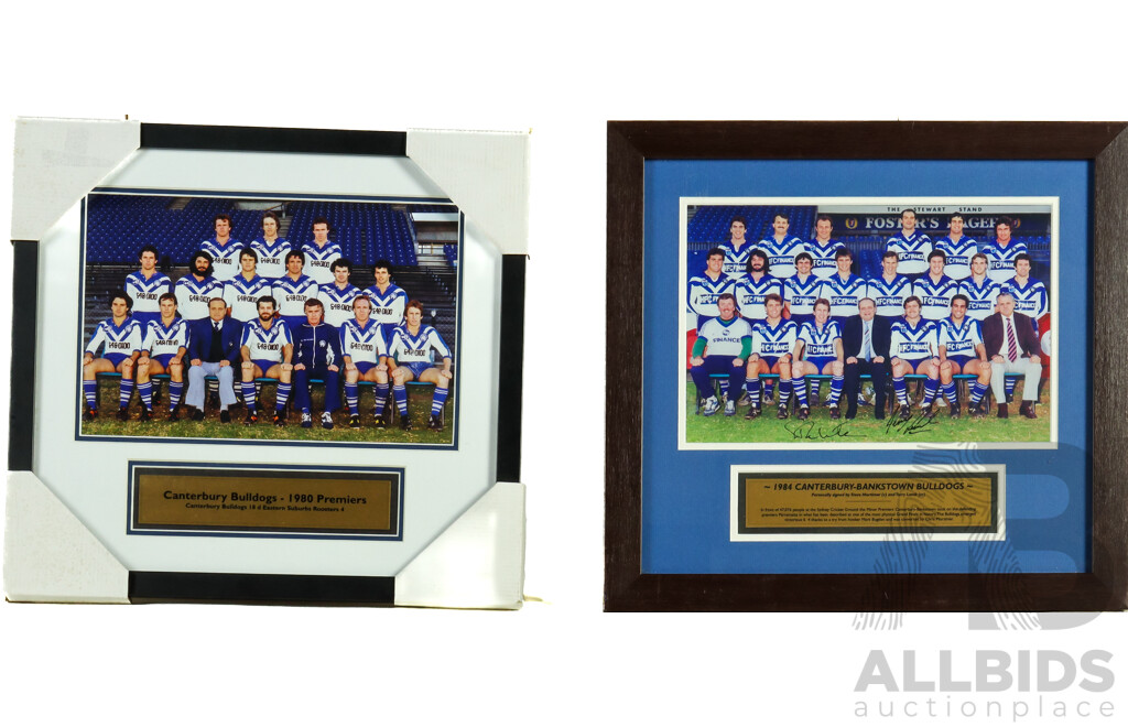 Collection of Five Framed Canterbury Bankstown Bulldogs Team Photos