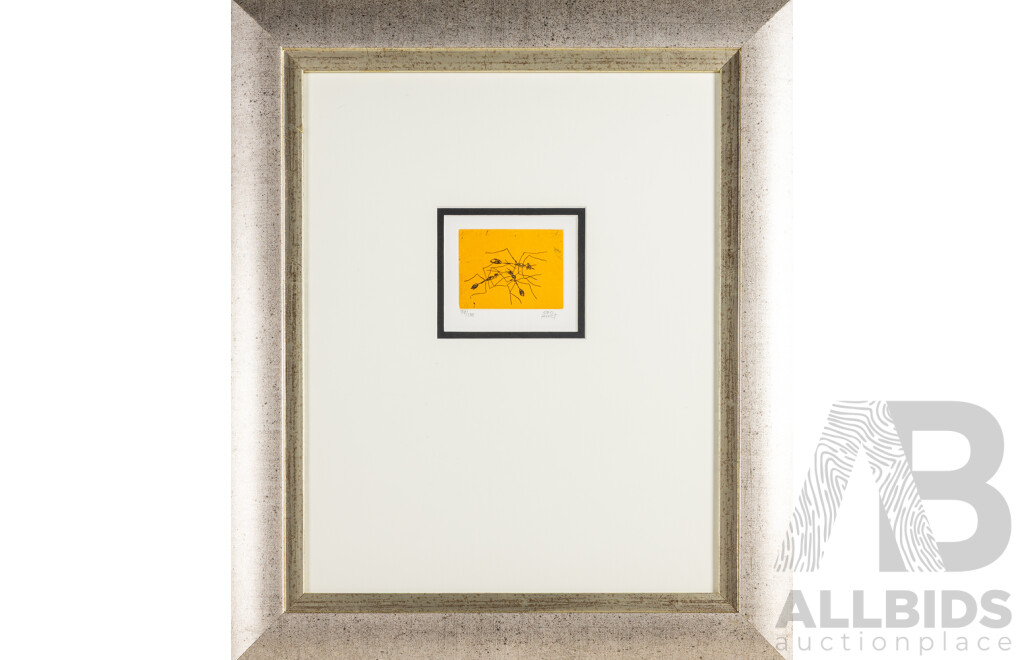 Pro Hart (20th Century, Australian, 1928-2006), Ant Study, Original Coloured Etching, 64H x 54W cm (frame)