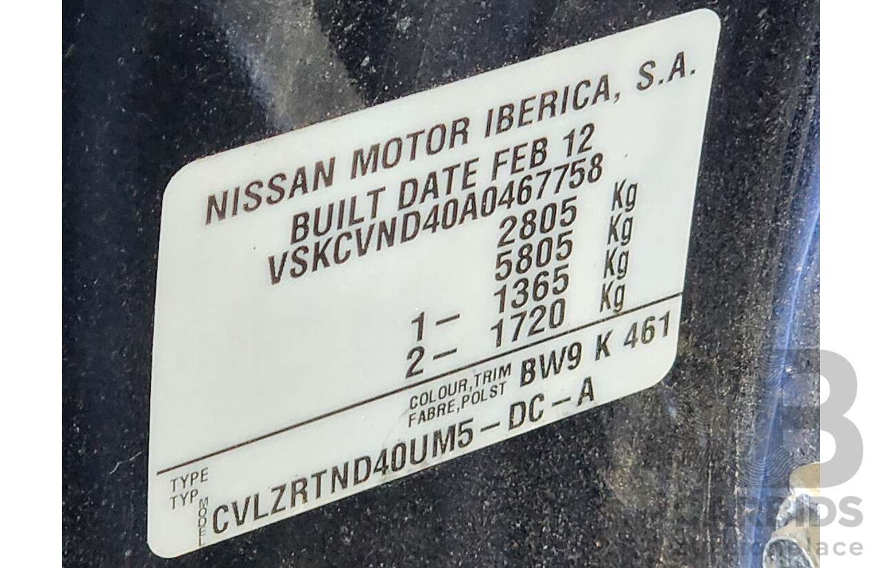 7/2012 Nissan Navara ST (4x4) D40 Dual Cab P/Up Blue 2.5L