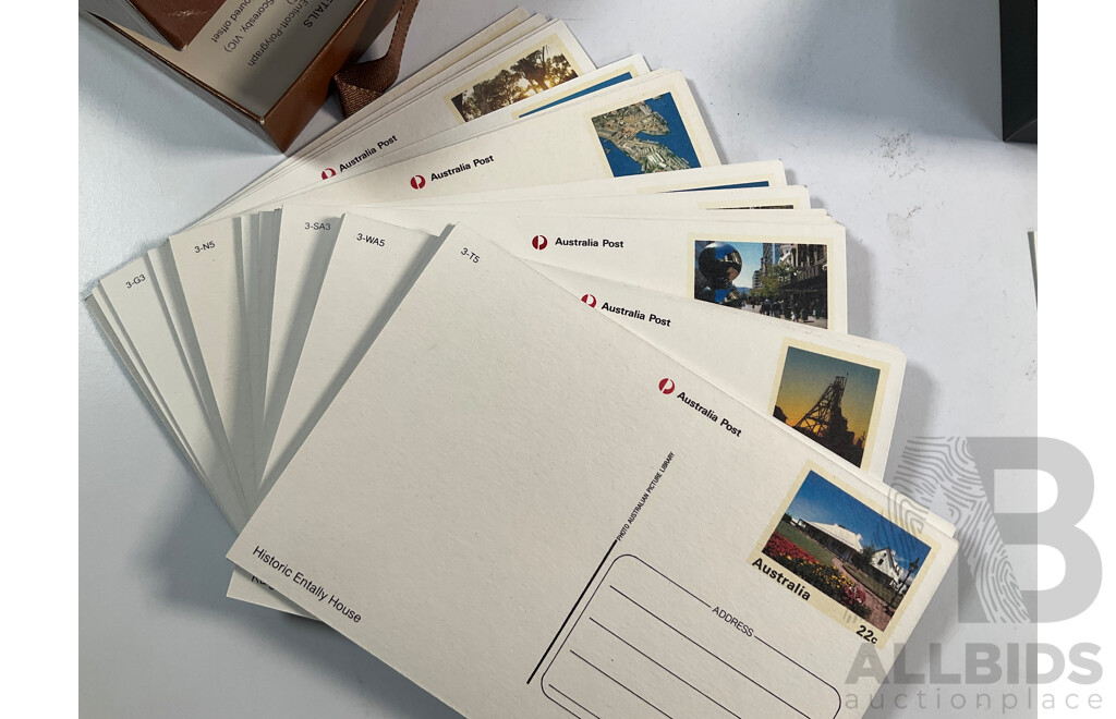 Four Australian Pre Stamped Post Card Sets, Series Three(2) Series Four(2) with Assortment of Vintage Post Cards From Australian Towns and Attractions