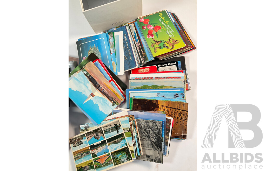 Four Australian Pre Stamped Post Card Sets, Series Three(2) Series Four(2) with Assortment of Vintage Post Cards From Australian Towns and Attractions