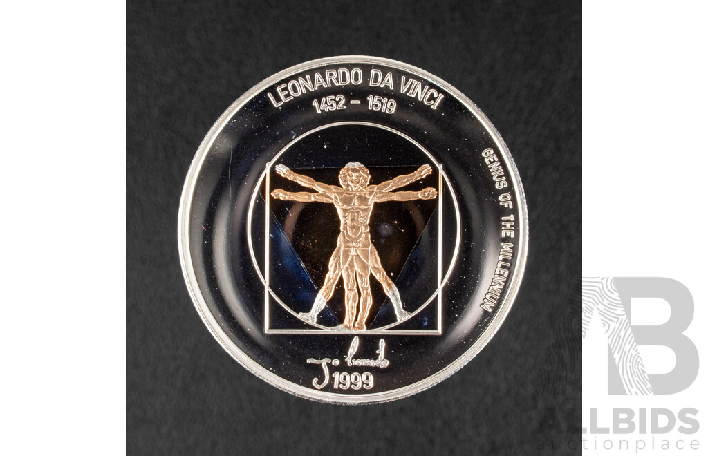 Mongolia 2003 Silver Proof Five Hundred Togrog Coin, Leonardo Da Vinci .925