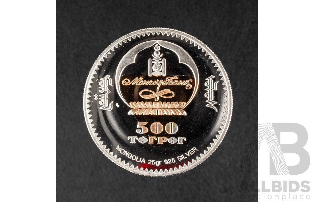 Mongolia 2003 Silver Proof Five Hundred Togrog Coin, Leonardo Da Vinci .925