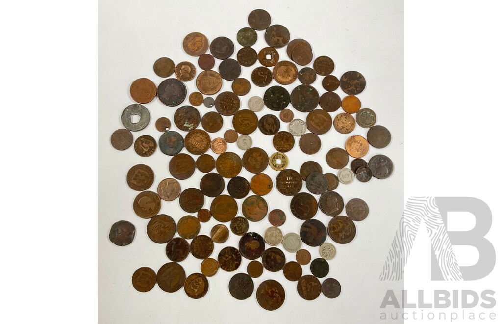 Collection of International Antique/Vintage Coins Including United Kingdom QV Jersey QV, France Napoleon III, China, New Zealand, USA