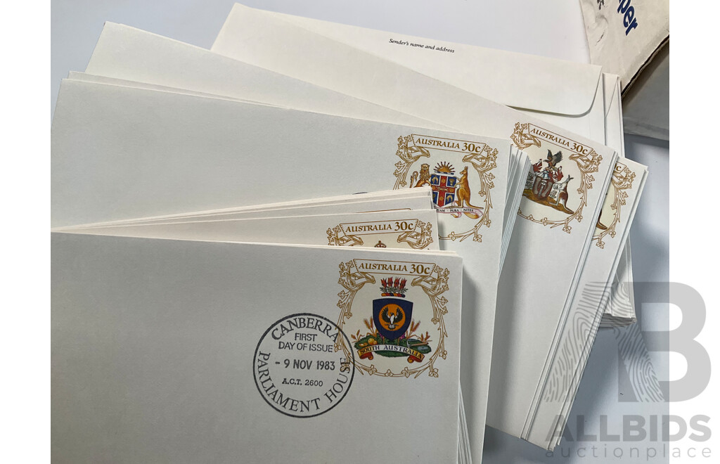 Collection of Australian First Day Covers, Many Multiples Spanning 1982 to 1985 Including 150th Anniversary Charles Darwin Visit to Australia, America's Cup Triumph 1983, ANPEX 1982 and More