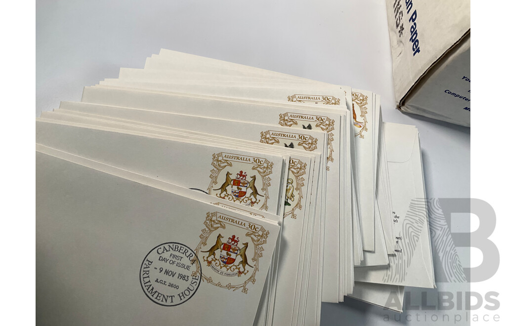 Collection of Australian First Day Covers, Many Multiples Spanning 1982 to 1985 Including 150th Anniversary Charles Darwin Visit to Australia, America's Cup Triumph 1983, ANPEX 1982 and More