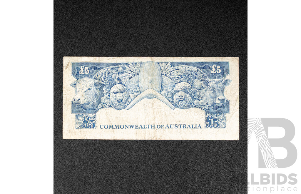 Australian 1954 Five Pound Note R49 Coombs/Wilson TA70 712243