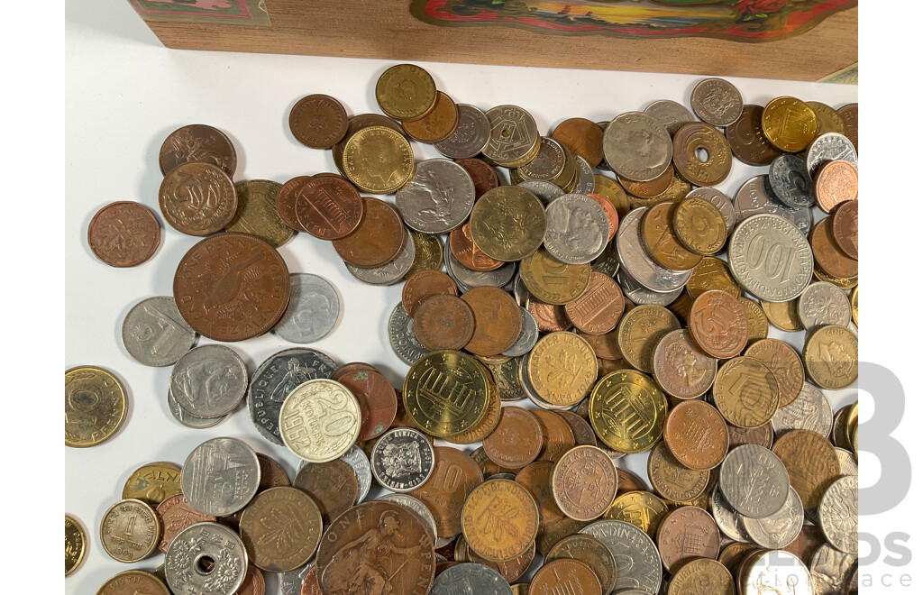 Collection of Vintage International Coins Including Australia, USA, Germany, Canada, Euro, Sweden, Sierra Leone, Yugoslavia, United Kingdom, Netherlands, Palestine, France and More - Approximately 1.4 Kilograms