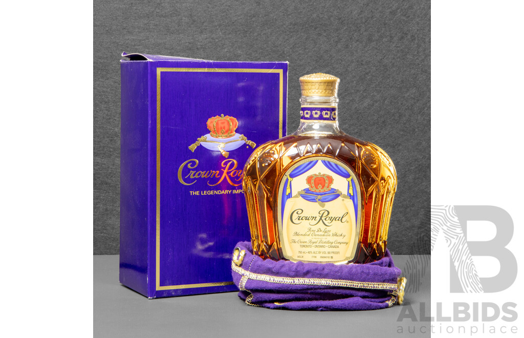 Royal Crown Fine Deluxe Blended Canadian Whisky in Branded Velvet Pouch and Presentation Box