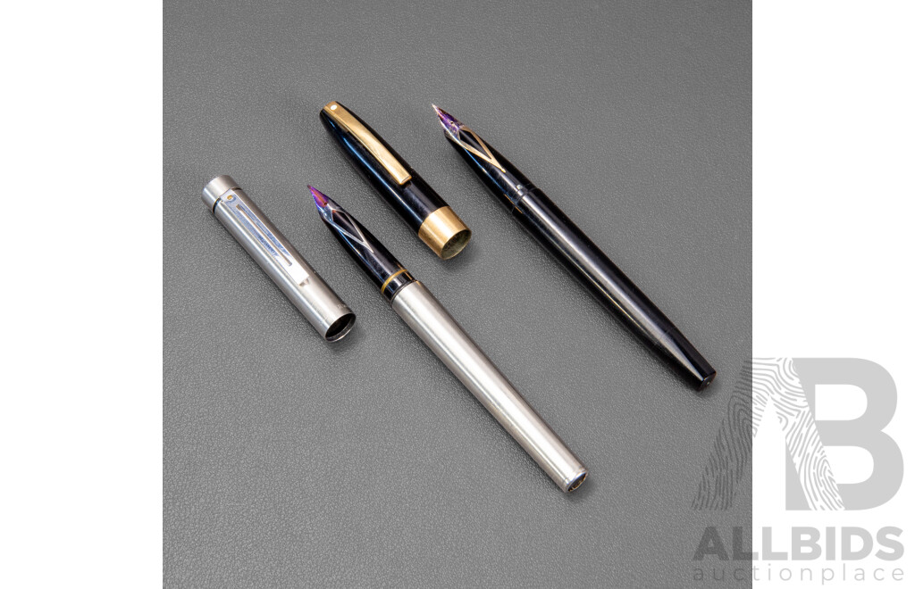 Shaeffer Fountain Pens, 14ct Gold & Stainless Steel - Lot of 2
