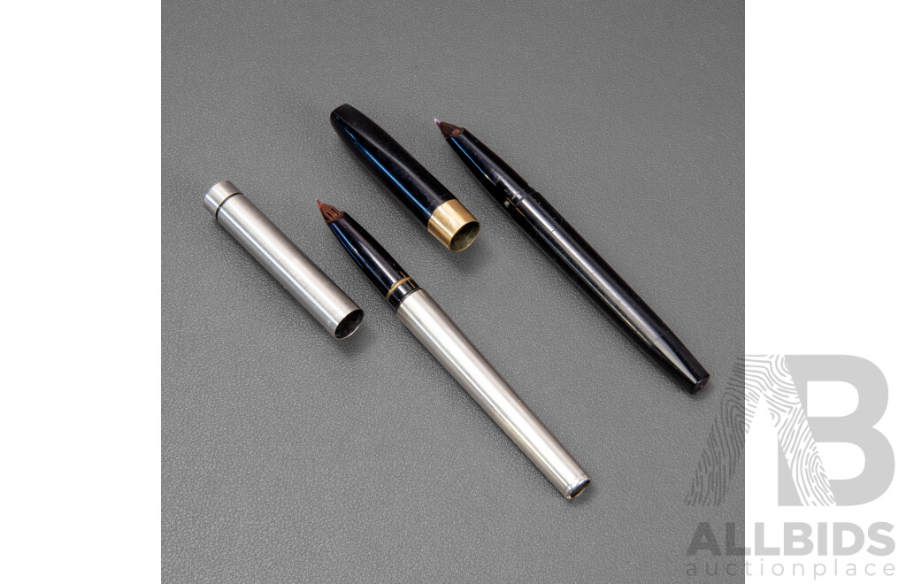 Shaeffer Fountain Pens, 14ct Gold & Stainless Steel - Lot of 2