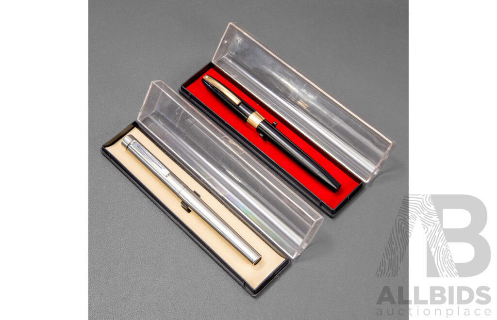 Shaeffer Fountain Pens, 14ct Gold & Stainless Steel - Lot of 2