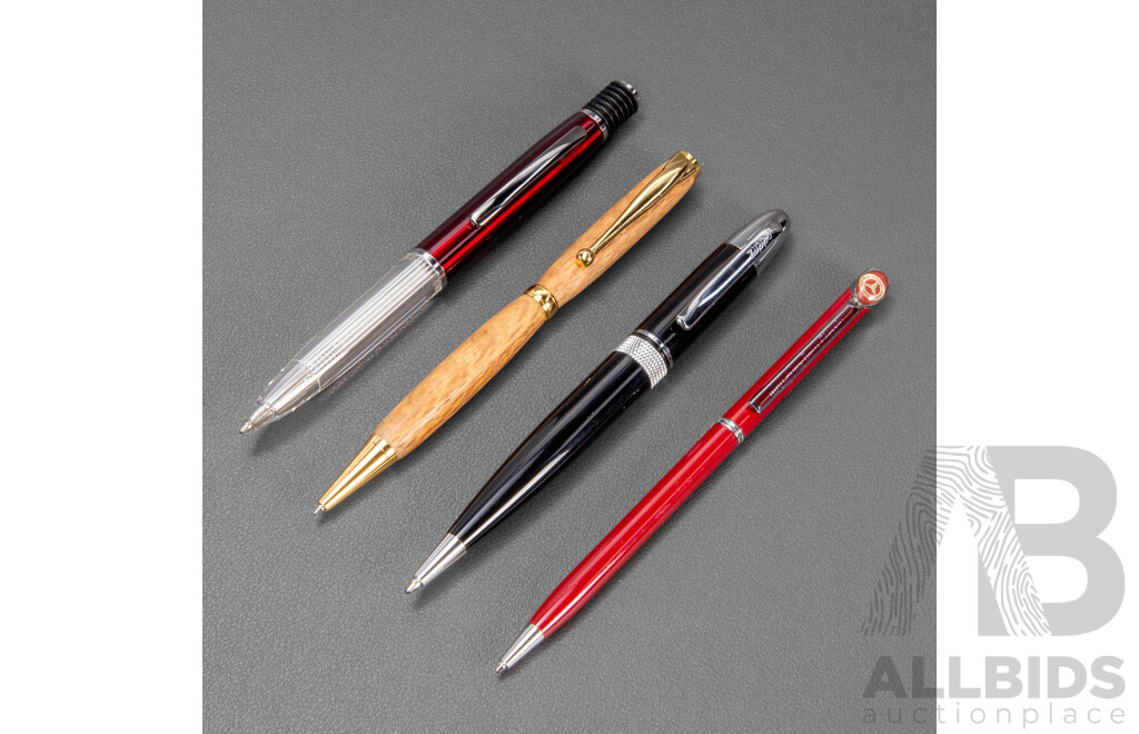 Collection of Pens, Zippo, Mercedes-Benz, LED Light Pen & Wood - Lot of 4