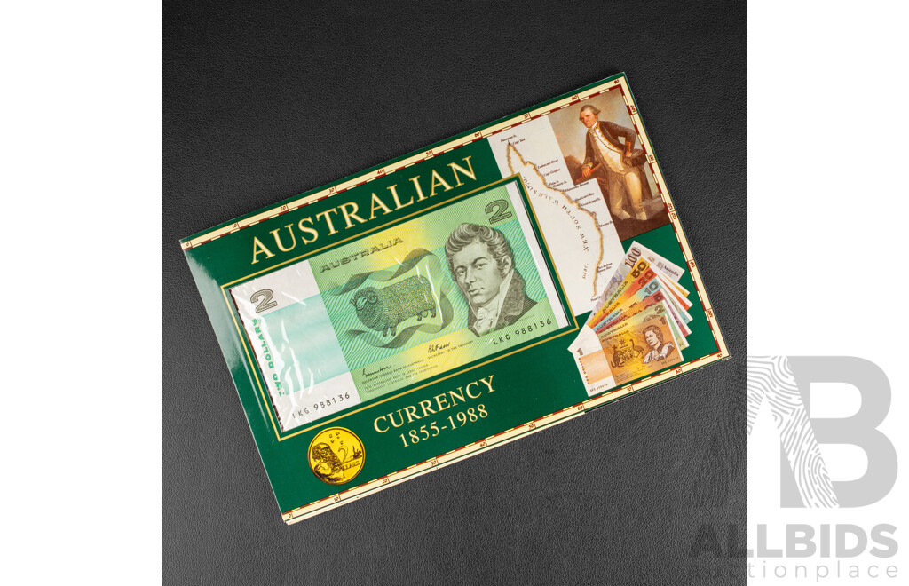 Australian 1988 UNC Two Dollar Note, Two Dollar Coin Folder
