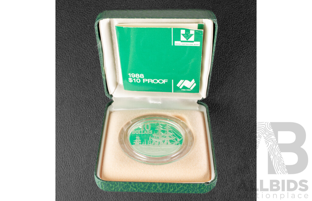 Australian 1988 Silver Ten Dollar Proof Coin, Bicentennial .925