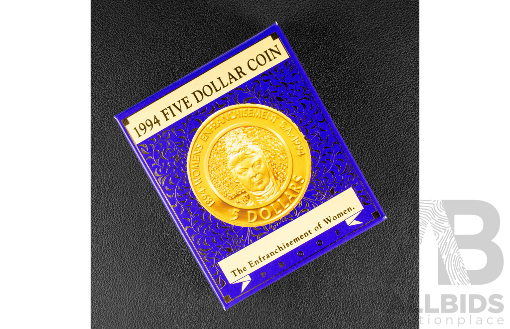 Australian RAM 1994 Five Dollar Proof Coin, Woman's Enfranchisement, South Australia