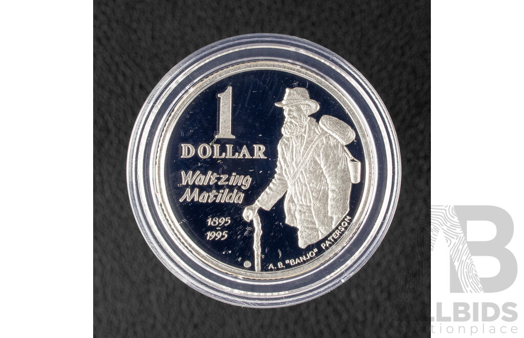 Australian RAM 1995 Silver Proof One Dollar Coin, Waltzing Matilda .925