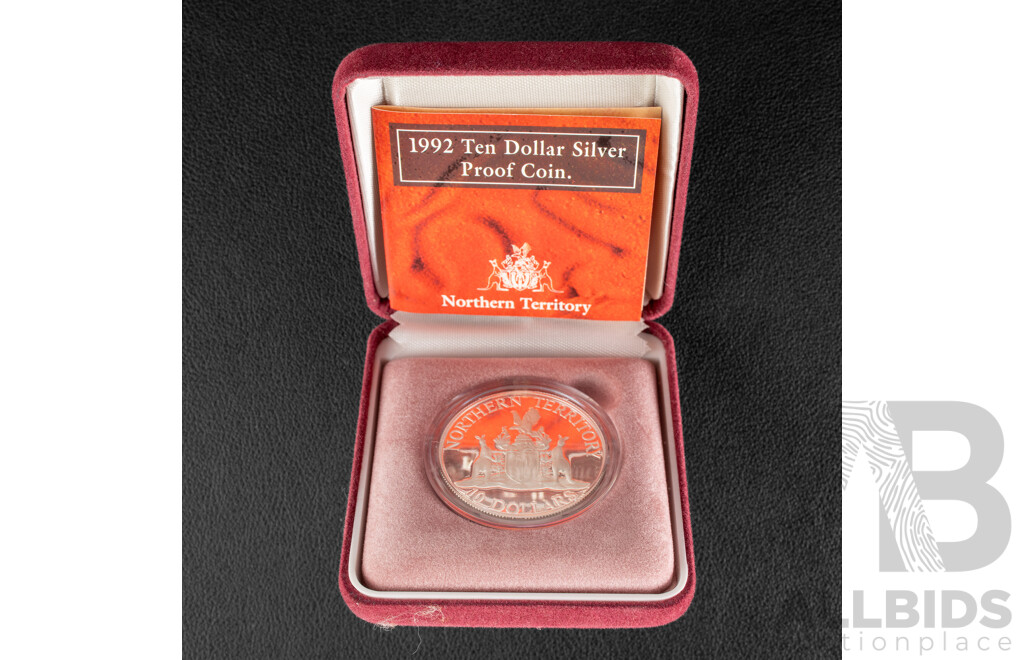 Australian RAM 1992 Silver Ten Dollar Proof Coin, State Series, Northern Territory .925