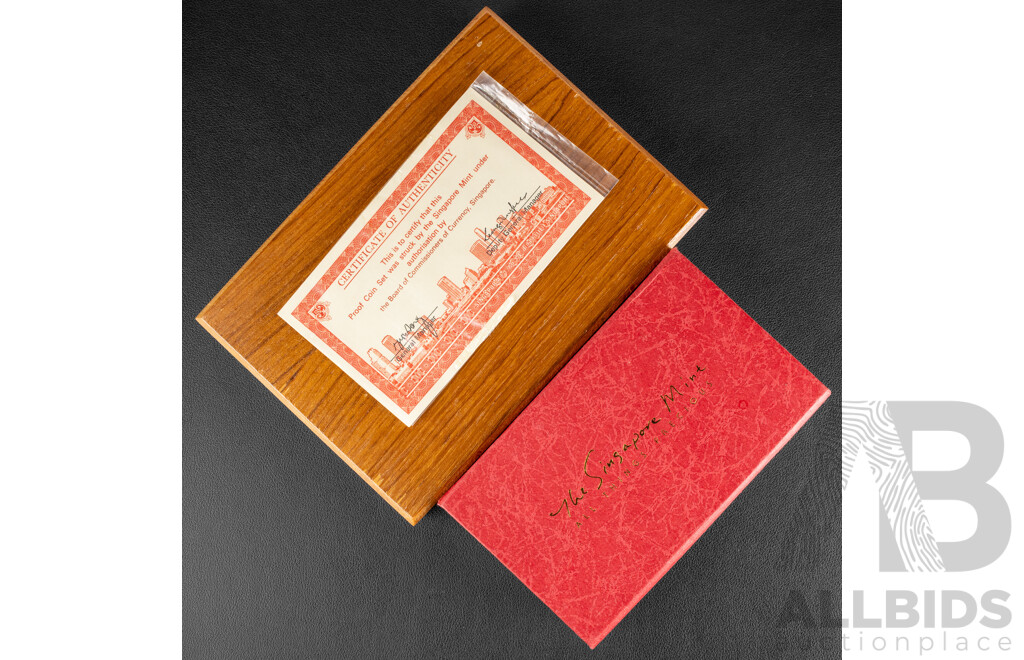 Republic of Singapore 1984 Proof Coin Set Including Silver One Dollar with Singapore Mint All Things Precious Gold Tone Coins