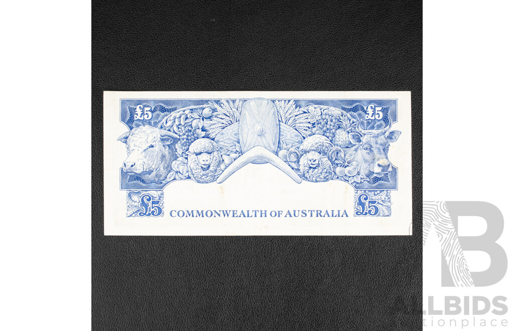 Australian 1954 Five Pound Note R49 Coombs/Wilson TA73 725141