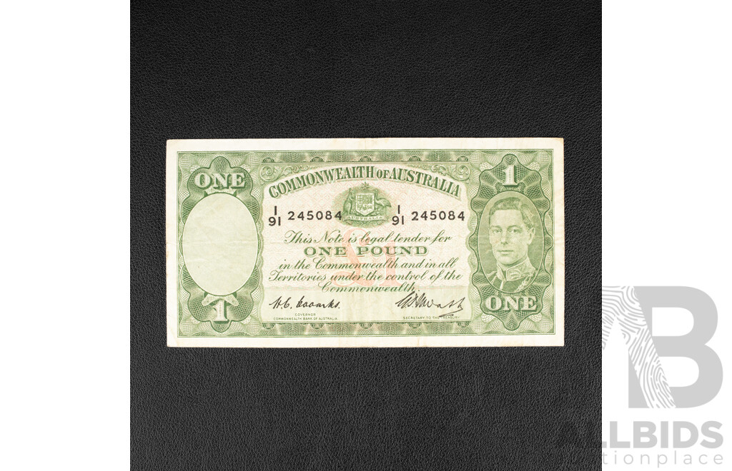 Australian 1949 One Pound Note, Coombs/Watt R31, I91 245084