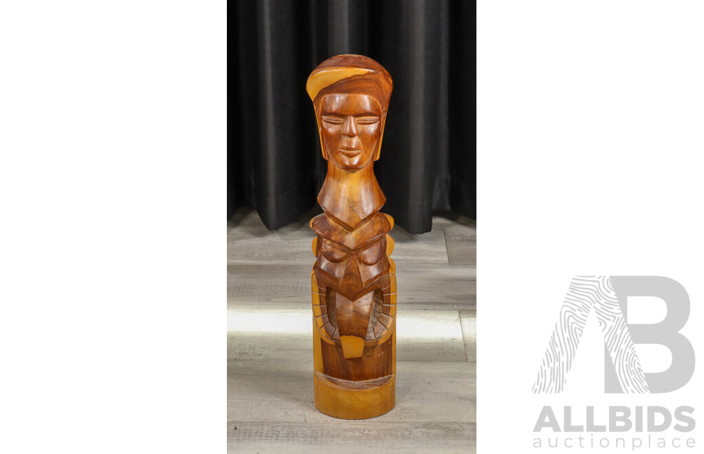 Hand-carved Tribal Wood Male Sculpture