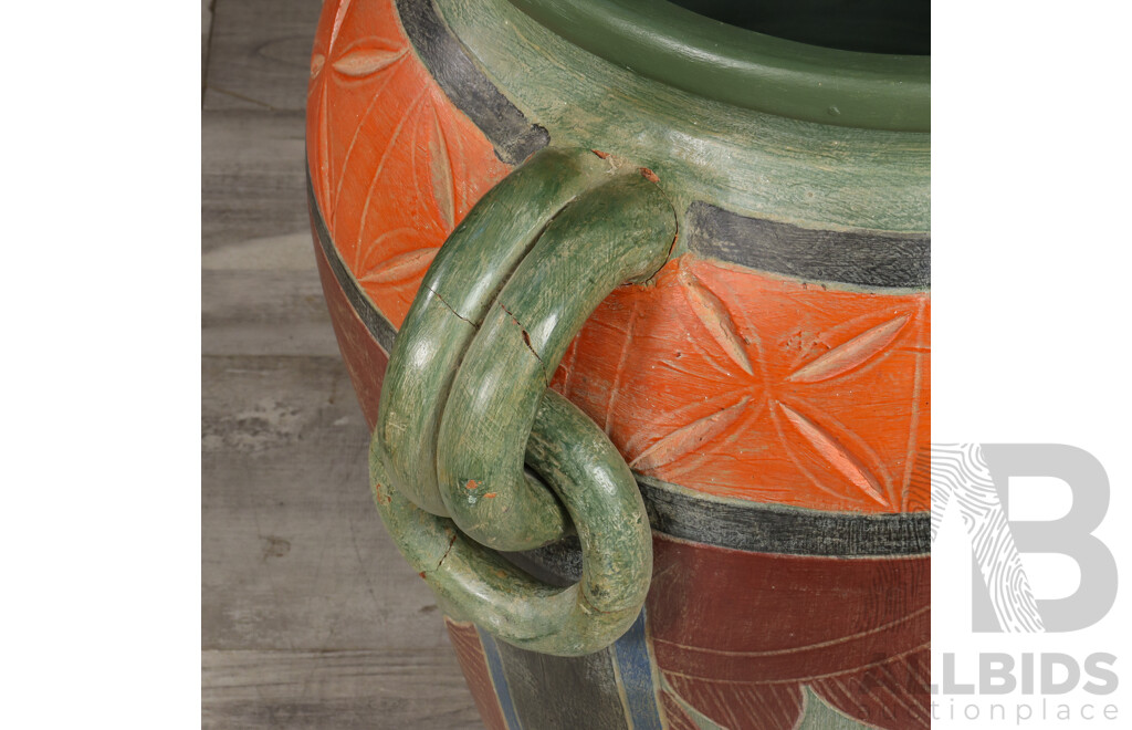 Large Terracotta Painted Earthenware Vessel