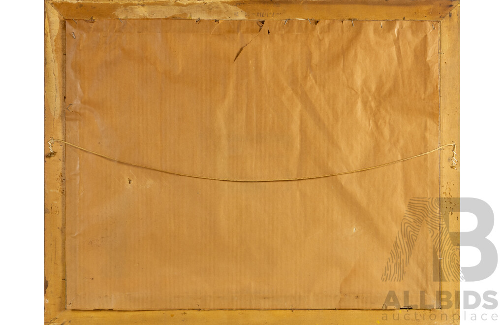 Signed Indistinctly, (20th Century), Outback Homestead (1975), Original Vintage Oil on Canvas Board, 56W x 75H cm (frame)