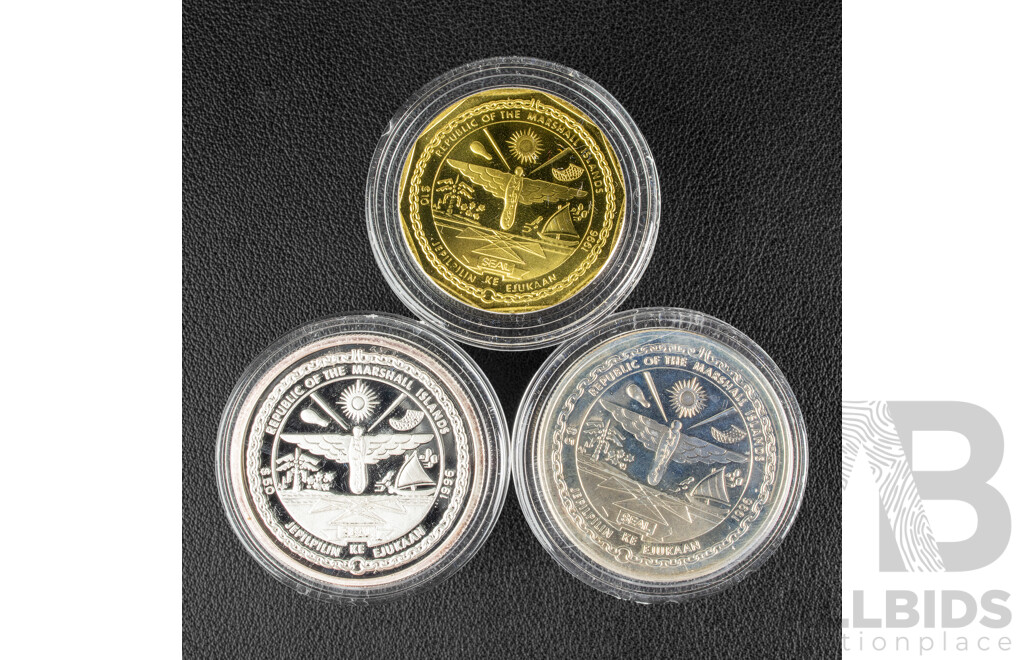 Republic of the Marshall Islands 1996 Elvis Presley Three Coin Set Including Silver Fifty Dollar .999