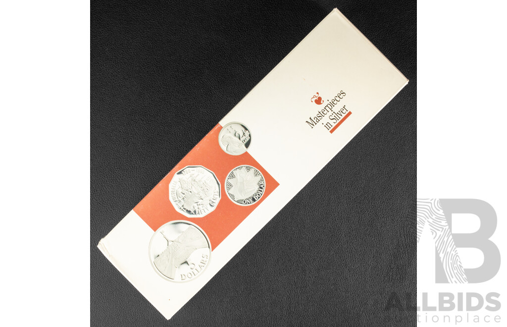 Australian RAM 1988 Four Silver Proof Coin Set, Masterpieces in Silver .925